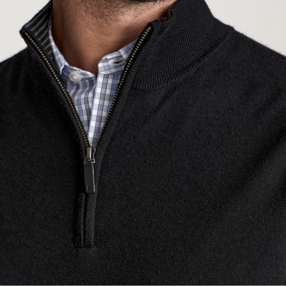 UNTUCKit Merino Wool Quarter Zip Sweater black size Small - Picture 3 of 8